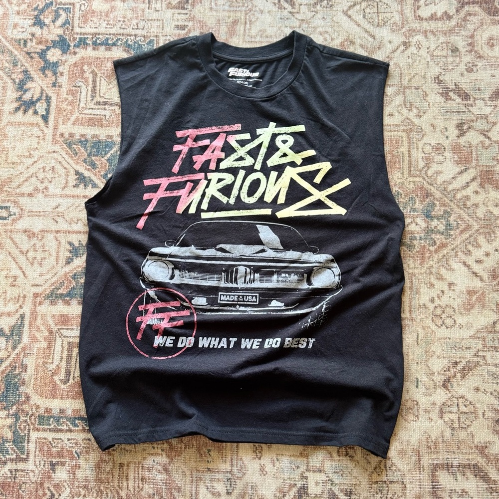 Black Retro Graphic Tank Top Fast & Furious